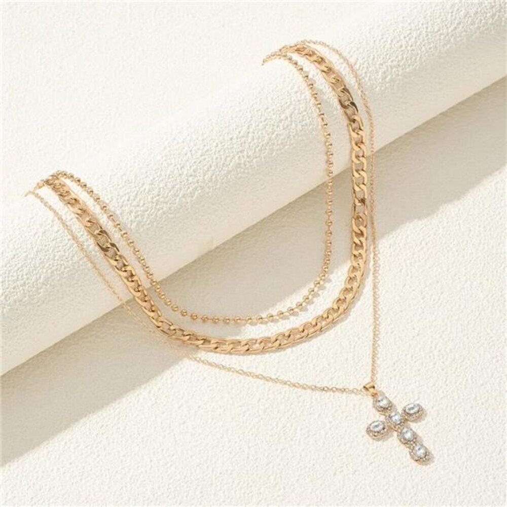 3 Set Gold Layered Necklaces for Women Statement 14K Dainty Gold Plated